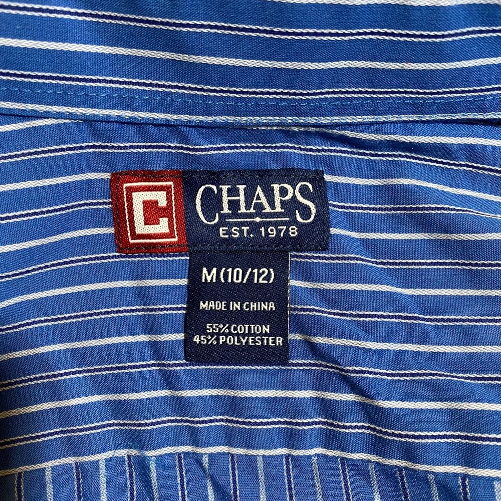 Chaps Boys Youth Striped Button Up Dress Shirt - Picture 3 of 5